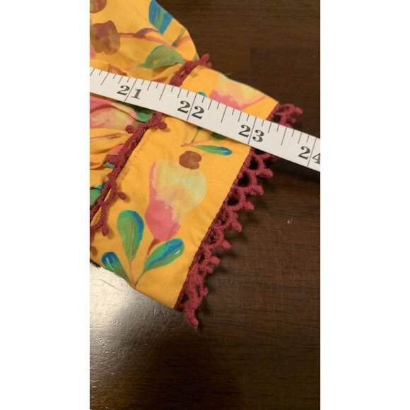 Farm Rio S Mini Cashew V-Neck Boho Casual Blouse Vibrant Lightweight Cotton - Picture 8 of 9